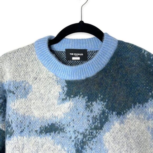 The Kooples Tie Dye Wool Alpaca Round Neck Pullover Sweater Grey Blue Size S - Picture 4 of 5